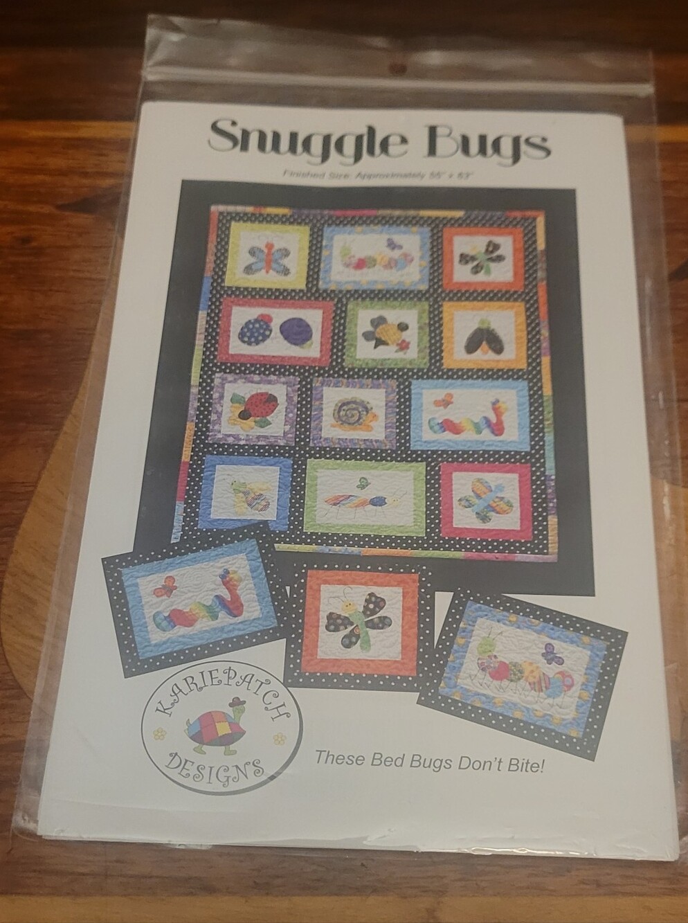 Quilt Pattern SNUGGLE BUGS 55x63 Kariepatch Designs Cute Colorful